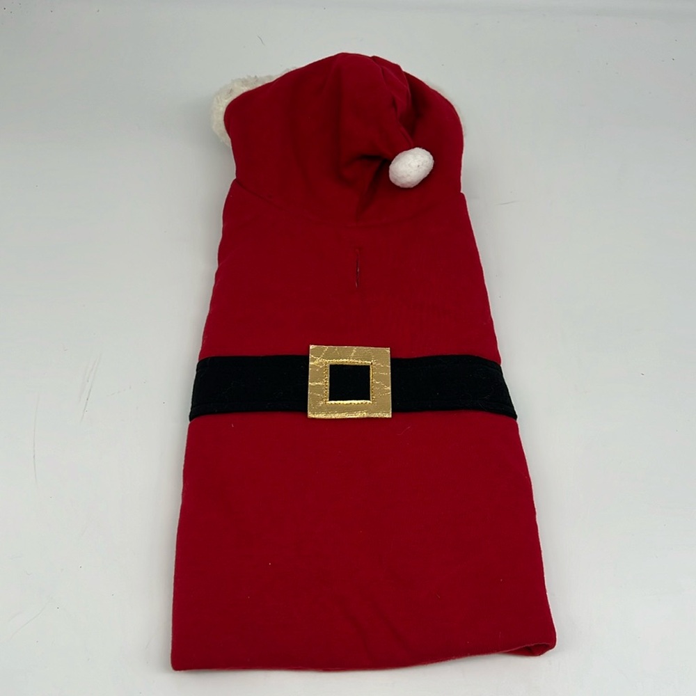North‎ Pole Trading Company Knit Santa Dog Hooded Costume Hook & Loop Close XS
